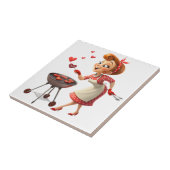 Ceramic Tile Cooking Love Red Hearts  タイル (側面)