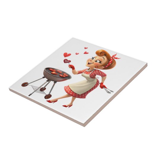 Ceramic Tile Cooking Love Red Hearts  タイル (側面)
