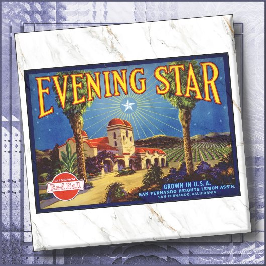 CERAMIC TILE - ''Evening Star'' - Crate Label タイル