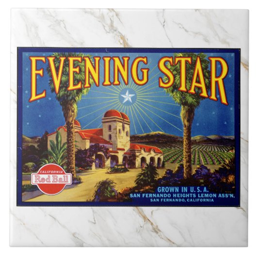 CERAMIC TILE - ''Evening Star'' - Crate Label タイル (正面)