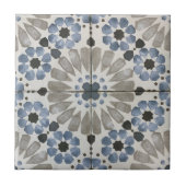 Ceramic Tile - Floral Designer Blue Grey Replica タイル (正面)