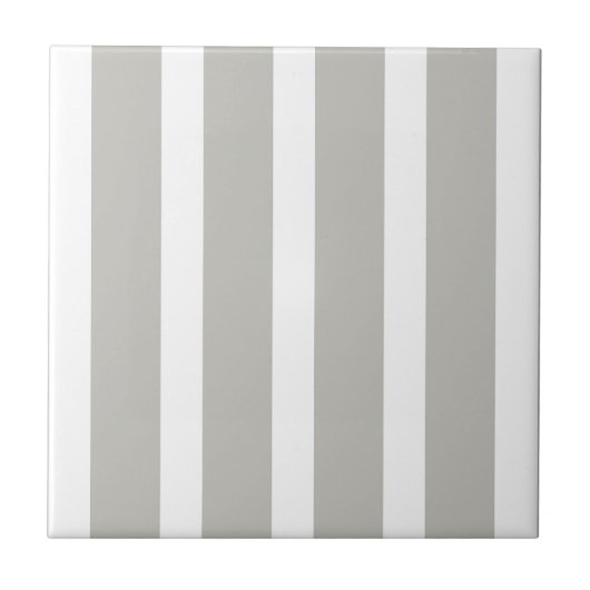 Ceramic Tile Grey & White Stripe Square タイル (正面)