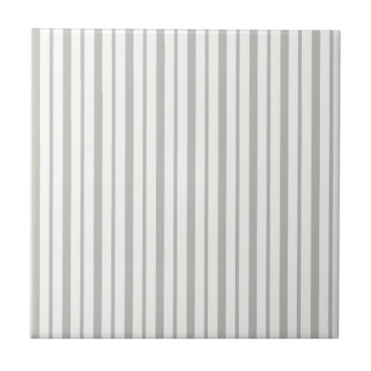 Ceramic Tile Grey & White Stripe Square タイル (正面)
