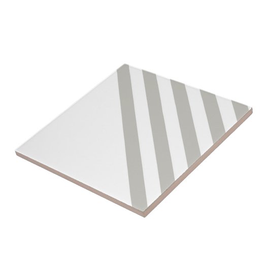 Ceramic Tile Grey & White Stripe Square タイル (側面)