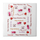 Ceramic Tile Happy Valentine's DayLove Red Hearts タイル (正面)
