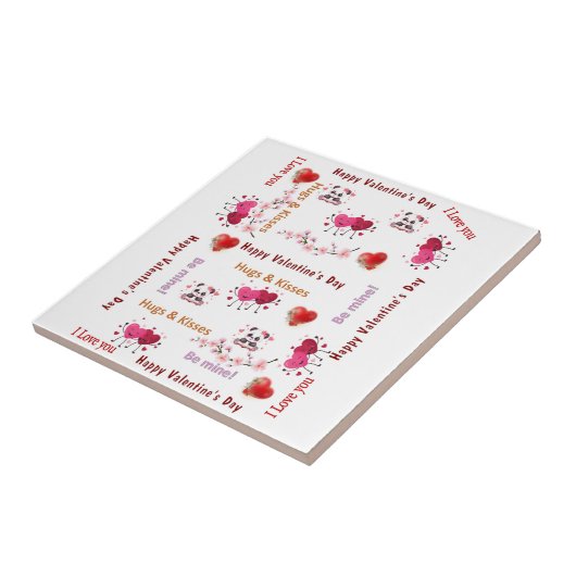 Ceramic Tile Happy Valentine's DayLove Red Hearts タイル (側面)