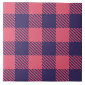 Ceramic Tile Hot Pink Magenta Indigo Buffalo Plaid タイル (正面)