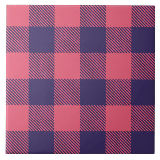 Ceramic Tile Hot Pink Magenta Indigo Buffalo Plaid タイル