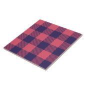 Ceramic Tile Hot Pink Magenta Indigo Buffalo Plaid タイル (側面)