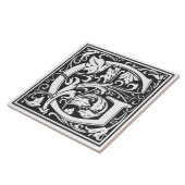 Ceramic Tile - Monogram Alphabet G black White タイル (側面)