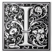Ceramic Tile - Monogram Alphabet I black White タイル (正面)