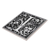 Ceramic Tile - Monogram Alphabet I black White タイル (側面)