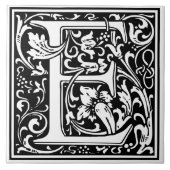Ceramic Tile - Monogram Alphbet E Black White タイル (正面)