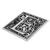 Ceramic Tile - Monogram Alphbet E Black White タイル (側面)