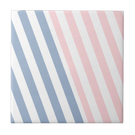 Ceramic Tile Pink & Blue Stripe  タイル