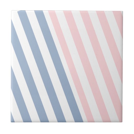Ceramic Tile Pink & Blue Stripe  タイル (正面)