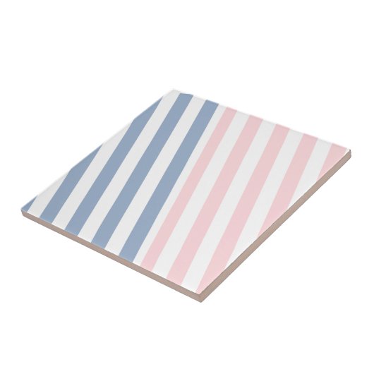 Ceramic Tile Pink & Blue Stripe  タイル (側面)