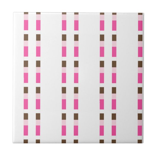 Ceramic Tile Pink Brown White Stripe タイル (正面)