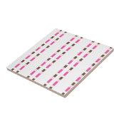 Ceramic Tile Pink Brown White Stripe タイル (側面)