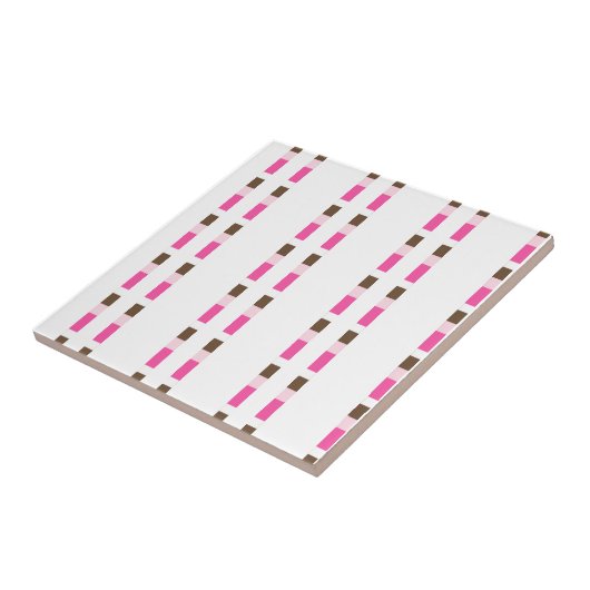 Ceramic Tile Pink Brown White Stripe タイル (側面)