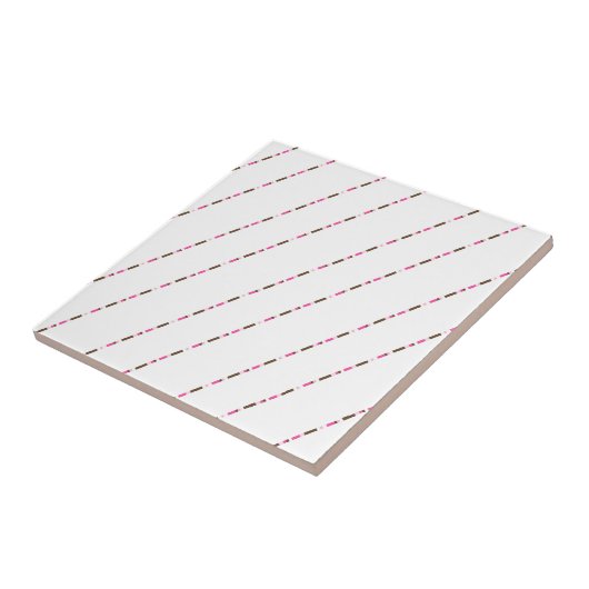 Ceramic Tile Pink Brown White Stripe タイル (側面)
