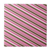 Ceramic Tile Pink Brown White Stripe タイル (正面)
