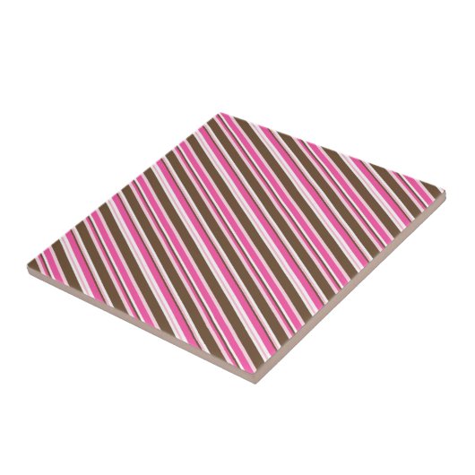 Ceramic Tile Pink Brown White Stripe タイル (側面)