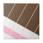 Ceramic Tile Pink Brown White Stripe タイル (正面)