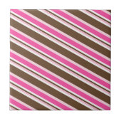Ceramic Tile Pink Brown White Stripe タイル (正面)