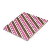 Ceramic Tile Pink Brown White Stripe タイル (側面)