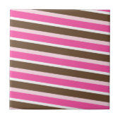 Ceramic Tile Pink Brown White Stripe タイル (正面)