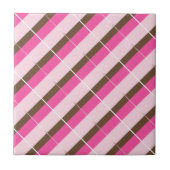 Ceramic Tile Pink Brown White Stripe タイル (正面)