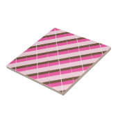 Ceramic Tile Pink Brown White Stripe タイル (側面)