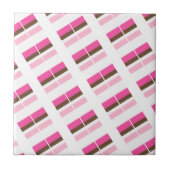 Ceramic Tile Pink Brown White Stripe タイル (正面)