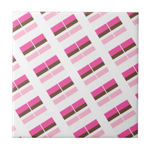 Ceramic Tile Pink Brown White Stripe タイル (正面)