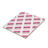 Ceramic Tile Pink Brown White Stripe タイル (側面)