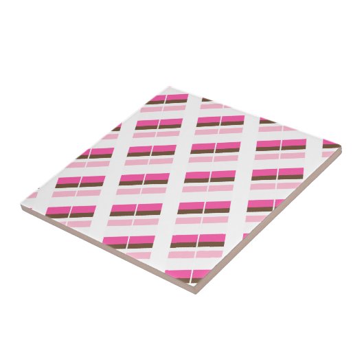 Ceramic Tile Pink Brown White Stripe タイル (側面)
