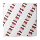 Ceramic Tile Pink Brown White Stripe タイル (正面)