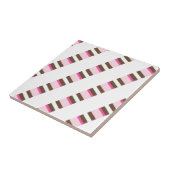 Ceramic Tile Pink Brown White Stripe タイル (側面)