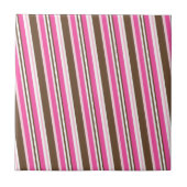 Ceramic Tile Pink Brown White Stripe タイル (正面)