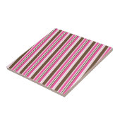 Ceramic Tile Pink Brown White Stripe タイル (側面)