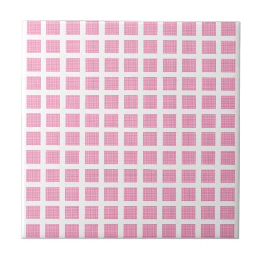 Ceramic Tile Pink Stripe Square タイル (正面)