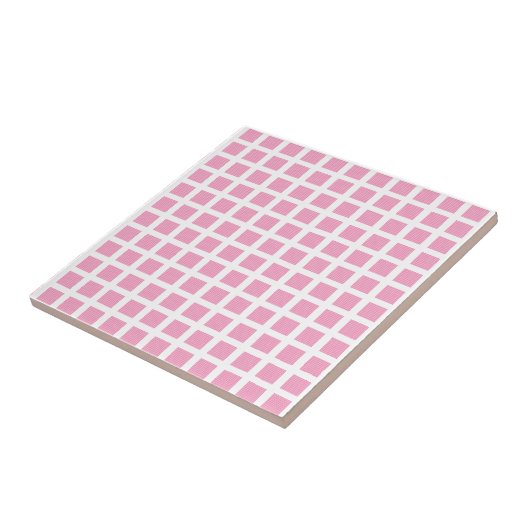 Ceramic Tile Pink Stripe Square タイル (側面)