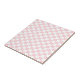 Ceramic Tile Pink & White Square タイル