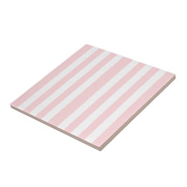 Ceramic Tile Pink & White Stripe タイル