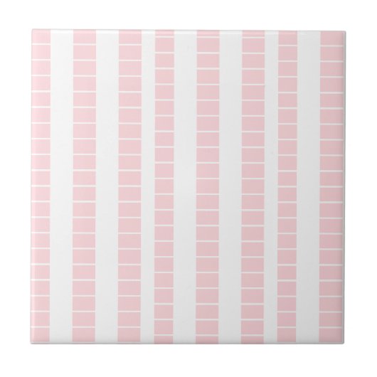 Ceramic Tile Pink & White Stripe タイル (正面)