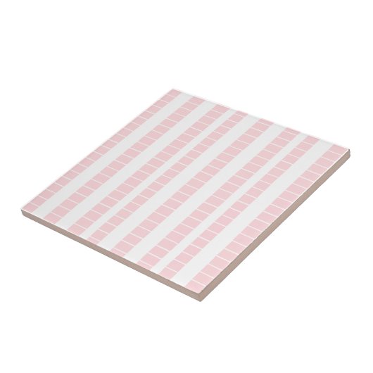 Ceramic Tile Pink & White Stripe タイル (側面)
