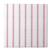Ceramic Tile Pink & White Stripe Square タイル (正面)