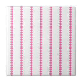 Ceramic Tile Pink & White Stripe Square タイル