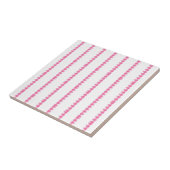 Ceramic Tile Pink & White Stripe Square タイル (側面)